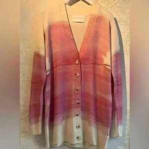 New Kerri Rosenthal Oversized Cardigan, Pink:Cream Size M